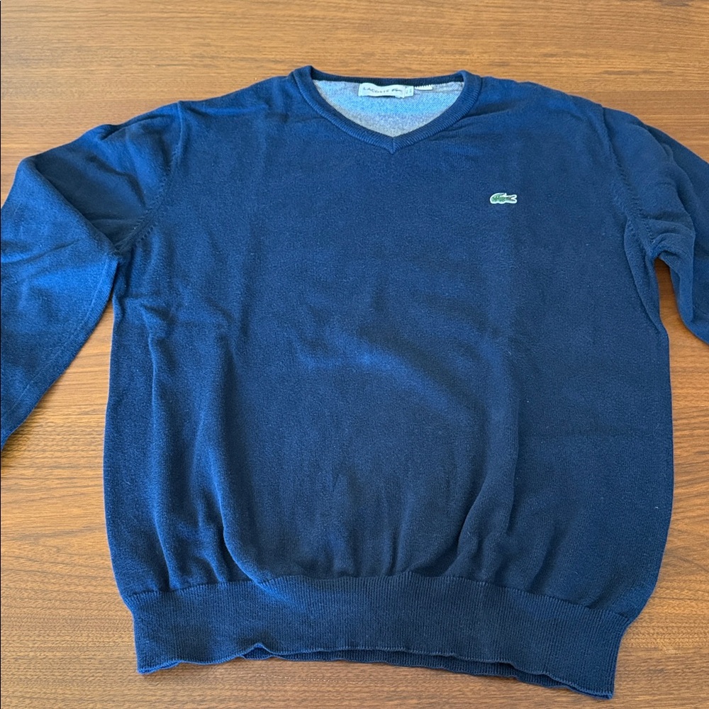 Lacoste Men's Navy V-Neck Sweater